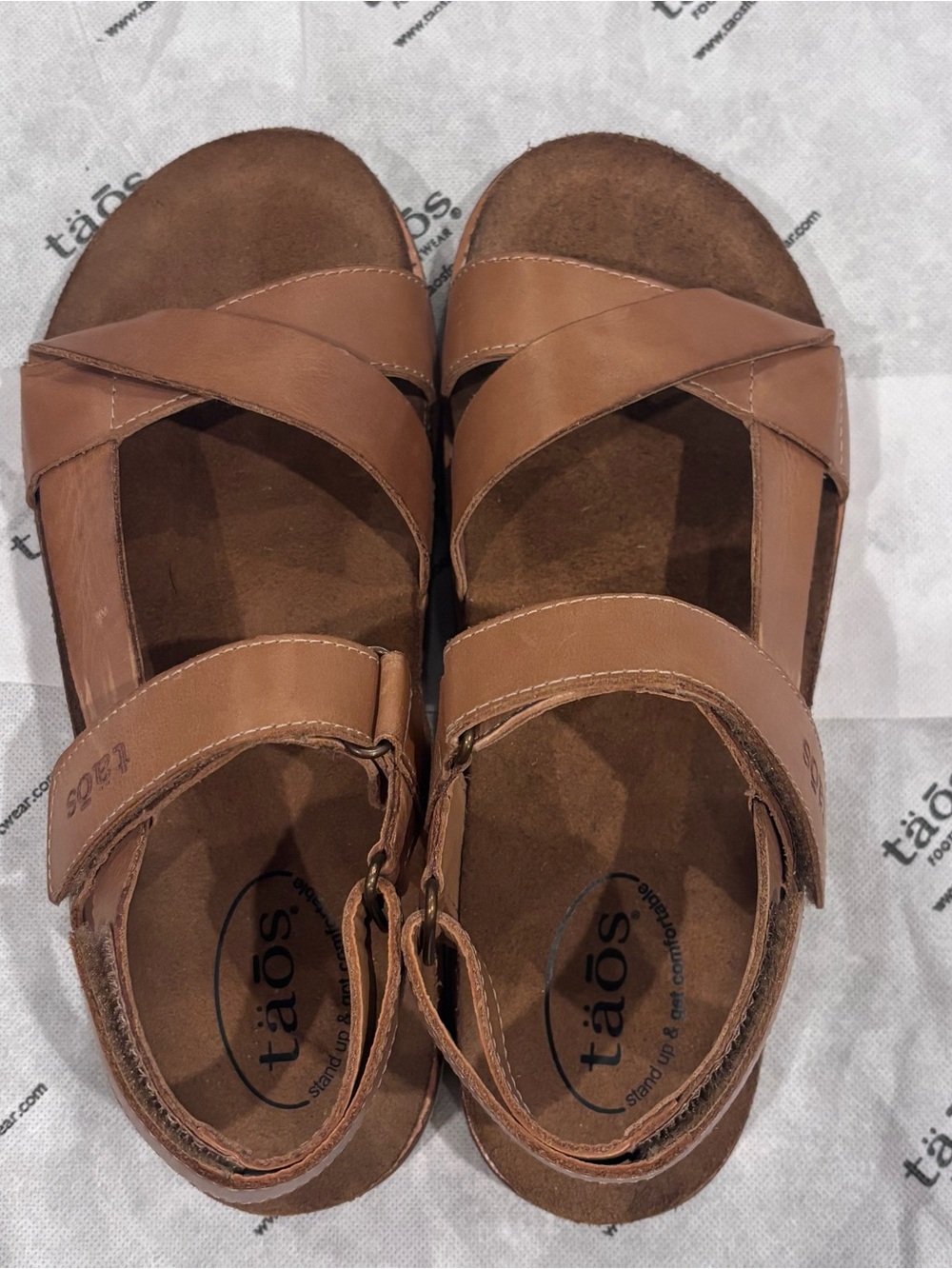 Taos Sideways Sandal Brown Leather Strappy Sandals - Picture 5 of 11